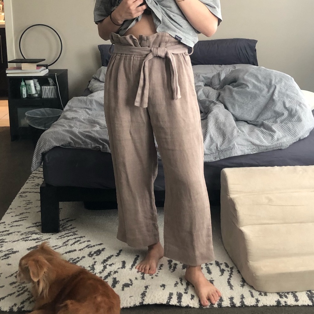 Black Crane Burlap Pants in Oatmeal - Picture 9 of 13